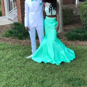 Teal Mermaid Style Prom Dress